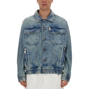 BALMAIN Men's Relaxed Fit Denim Jacket with Zippered Pockets Men BLUE Outerwear